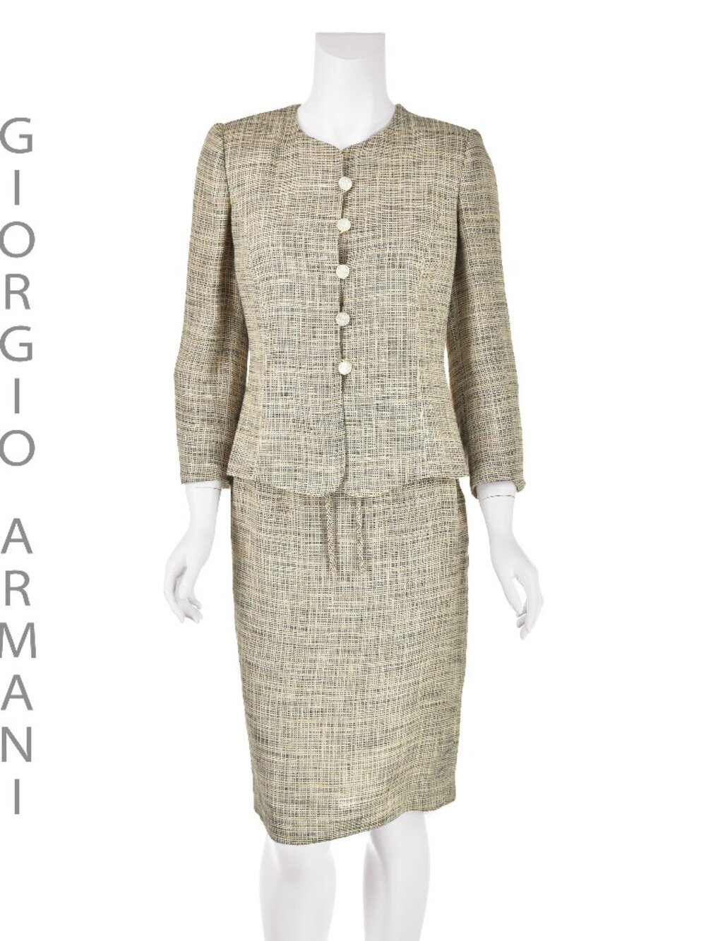 GIORGIO ARMANI Vintage Linen Blend Skirt Suit, SZ 2-4